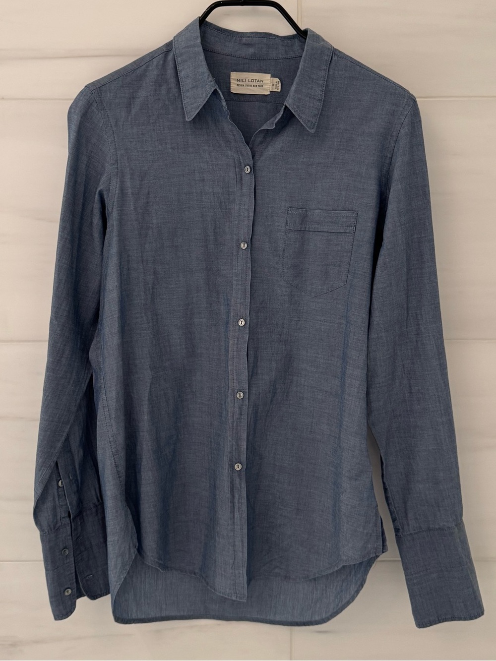 Nili Lotan Light Blue Button Up Shirt Size Medium